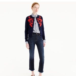 Lightweight Wool Jackie Cardigan with Embroidery